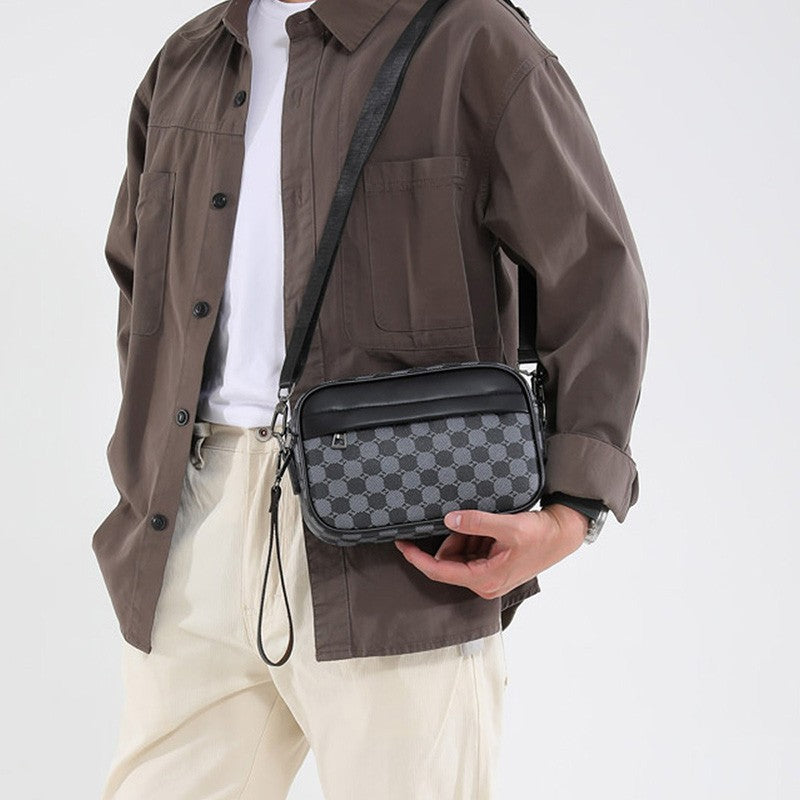 Casual Lightweight Business Shoulder Bags for Men PU Leather Messenger Bag Comfortable Wide Strap Crossbody Bags Designer Male