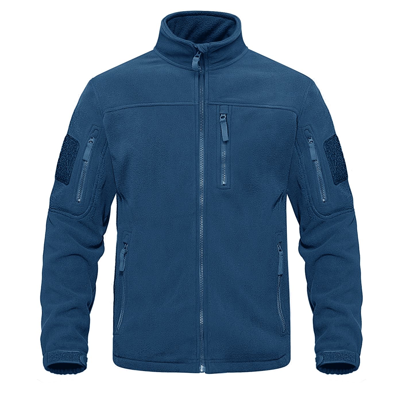 TACVASEN Full Zip Up Green Fleece Jacket Thermal Warm Work Coats Mens Zipper Pockets Jacket Hiking Training Outwear Windbreaker