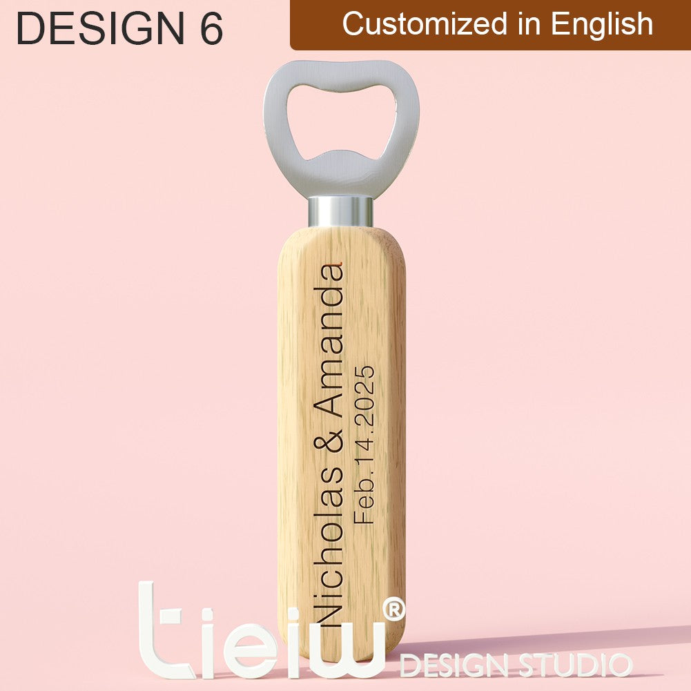 12PCS Custom Wedding Gift Bottle Opener Wedding Favors for Guests Personalized Wooden Opener as Gift for Wedding Decoration