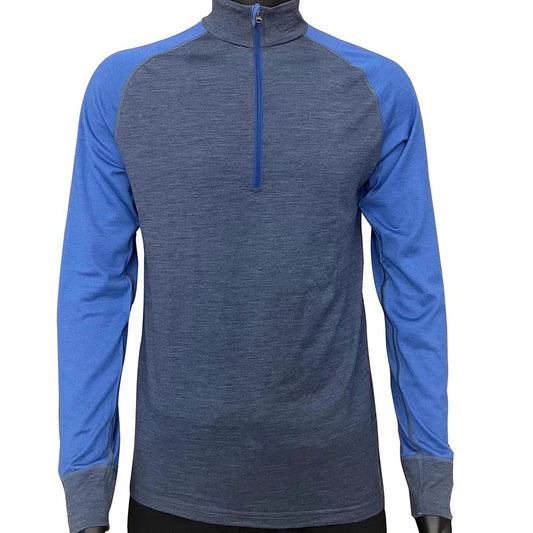Men's 100% Merino Wool Base Layer Top 1/2 Zip Long Sleeve T Shirts Thermal Underwear Hiking Breathable Wicking Moisture 210GSM