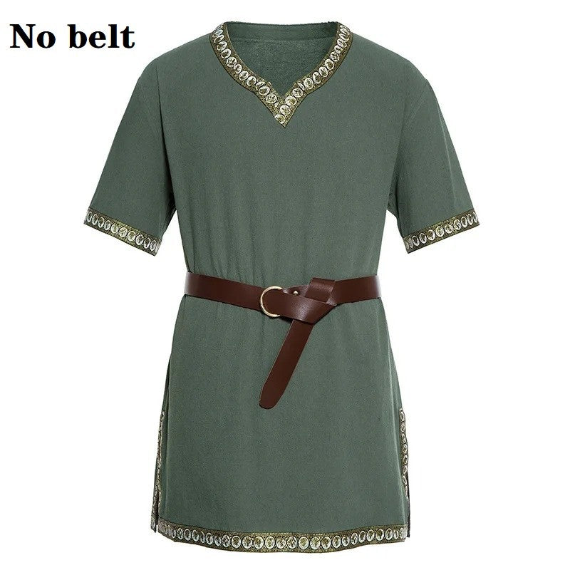 Knight Cosplay Medieval Costume Tunic Halloween Costumes for Men Adult Viking Pirate Disguise Fancy Clothing Carnival Shirts
