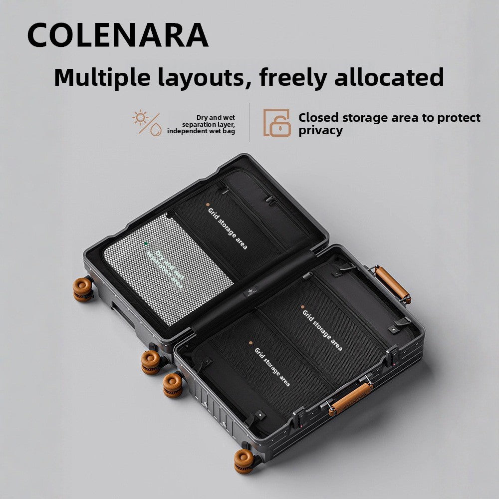 COLENARA Multifunctional Suitcase Front Opening Boarding Case Laptop Trolley Case USB Charging 20"24"26 Inch Travel Luggage