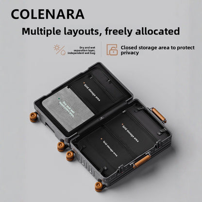 COLENARA Multifunctional Suitcase Front Opening Boarding Case Laptop Trolley Case USB Charging 20"24"26 Inch Travel Luggage