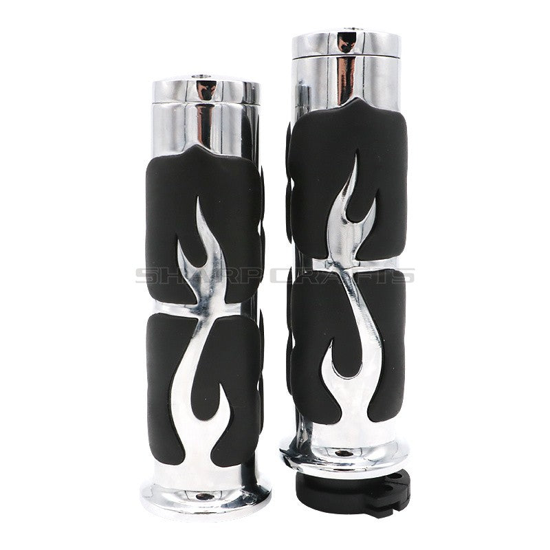 1" 25mm & 7/8'' 22mm Billet Rubber Flame Spike Hand Grips For Harley Honda Kawasaki Suzuki Yamaha  Bikes Cruiser Chopper Custom