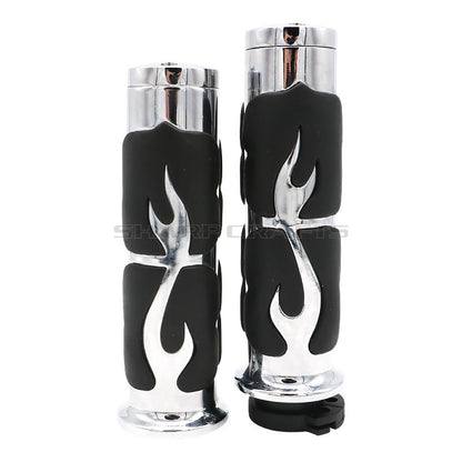 1" 25mm & 7/8'' 22mm Billet Rubber Flame Spike Hand Grips For Harley Honda Kawasaki Suzuki Yamaha  Bikes Cruiser Chopper Custom
