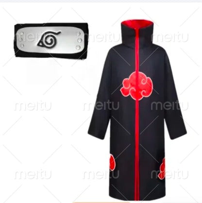 Anime Hokage Akatsuki Cosplay Ninja Costume Cloaks with Headband Pain Uchiha Itachi Sasuke Sasori Kakuzu Comic Con Clothes