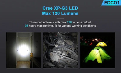 Lumintop EDC01 XP-G3 120 Lumens Mini EDC Flashlight 3 Modes LED Lamp Waterproof Keychain Light AA Battery Pocket Portable Torch