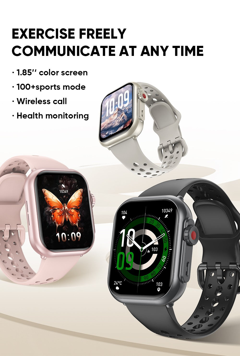 2025 Novo Relógio Inteligente Esportivo da Moda Masculino Feminino Tela Sensível ao Toque Total AMOLED HD de 1,85 Polegadas IP68 À Prova D'Água Smartwatches com Chamada Bluetooth