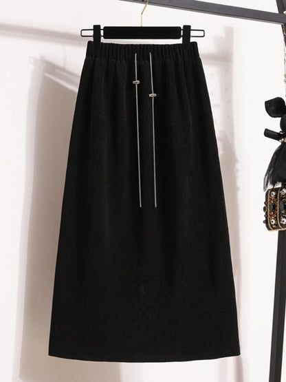 Women's New Style High-Waist Plus Size Skirts Elastic Waist Solid Wrap Buttocks Autumn Winter 2025 Versatile Straight Leg Skirt