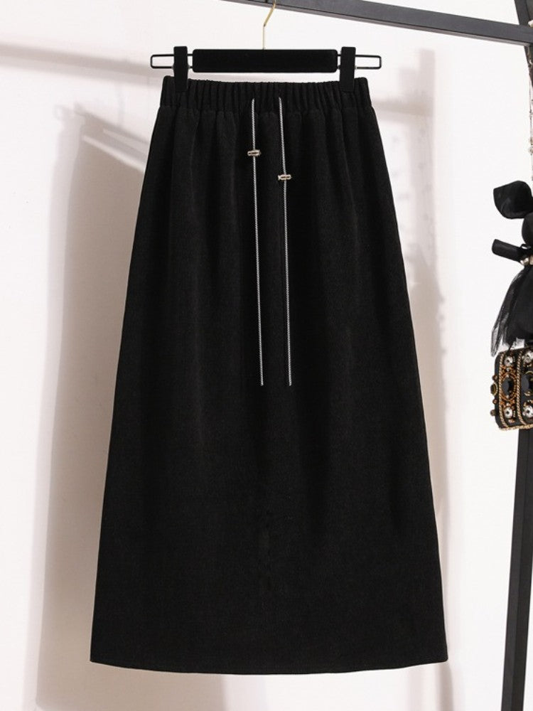 Women's New Style High-Waist Plus Size Skirts Elastic Waist Solid Wrap Buttocks Autumn Winter 2025 Versatile Straight Leg Skirt