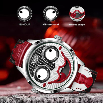 LIGE 2025 Creative Watches For Men Clown Fashion Quartz Wristwatches Waterproof Leather Strap Mens Watch Cool Joker Reloj Hombre