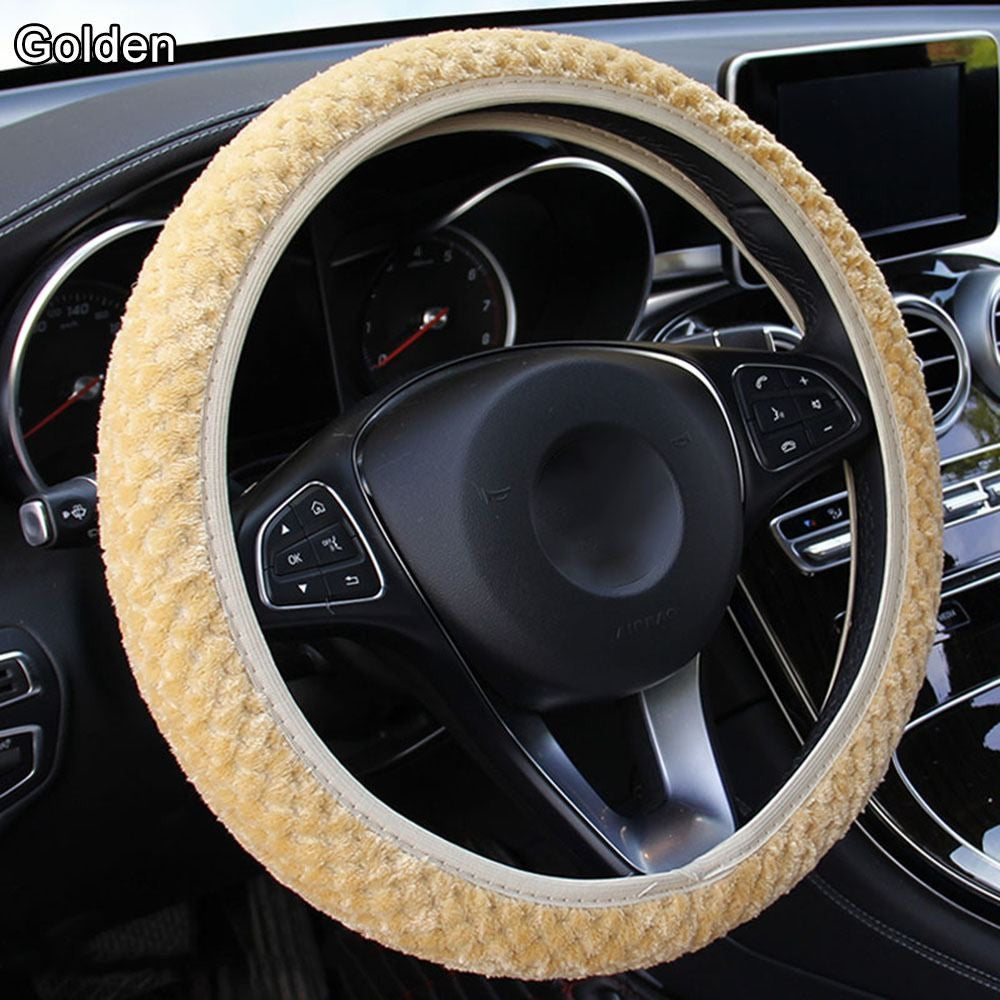 Capa de Volante de Carro de Veludo Pérola de Inverno Acessório para Carro Proteção Antiderrapante Quente Pelúcia Macia