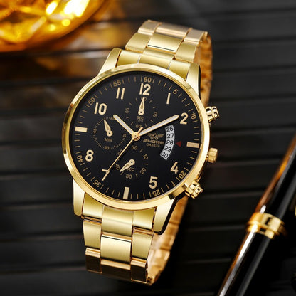 1PC Men's Luxury Watch Fashion Business Calendar Men's Steel Belt Watch Men's Christmas Valentine's Day Gift