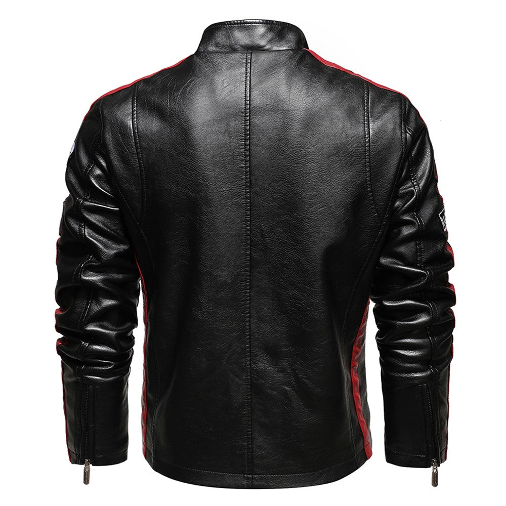 Vintage Motorcycle Jacket Men Fashion New Biker Leather Jacket Male Embroidery Bomber Coat Winter Fleece Pu Overcoat