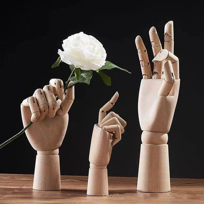 Creative Wooden Finger Art Model Ornaments Wooden Hands Home Living Room Office Desktop Storage Decorations Accessories