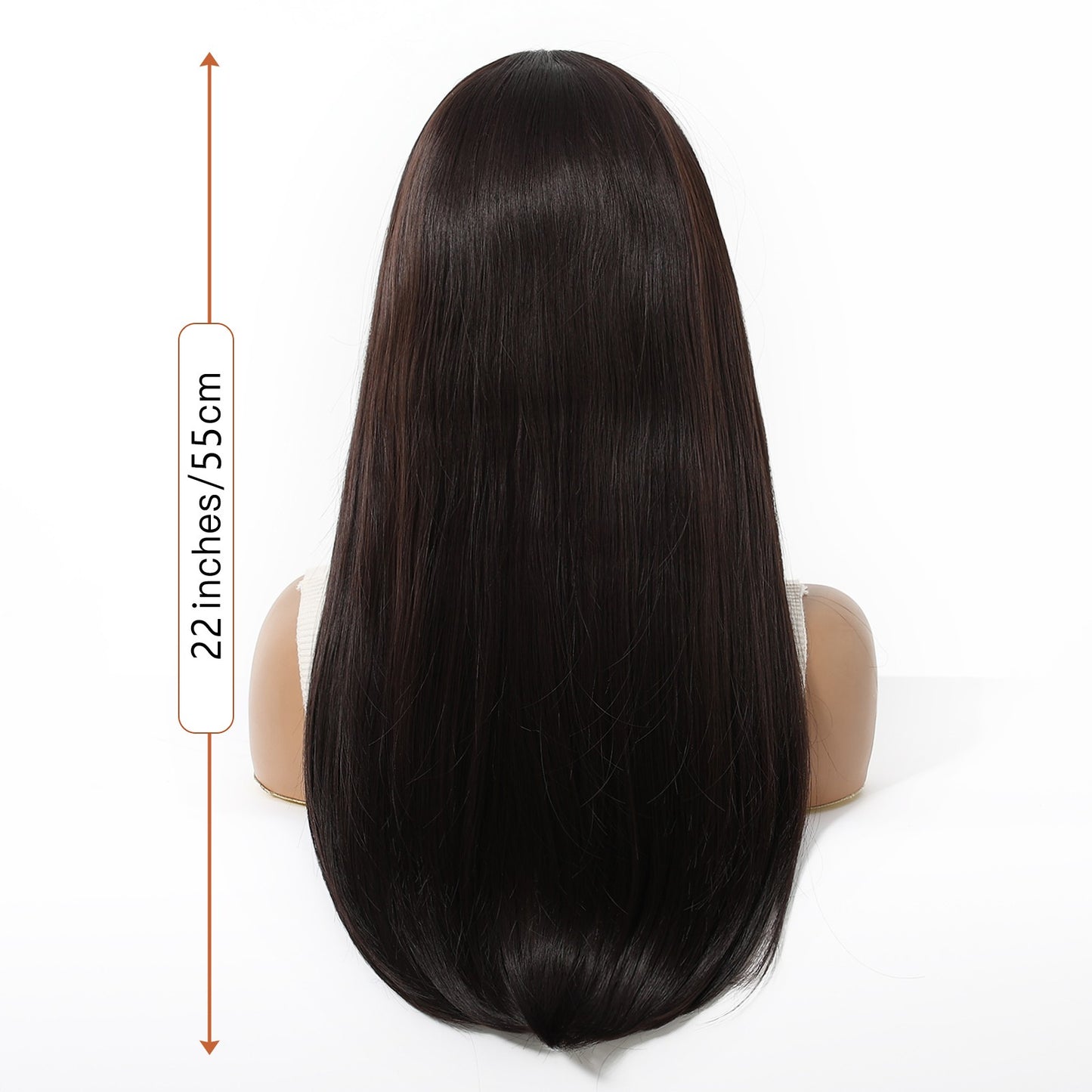 HENRY MARGU Perucas Sintéticas Front Lace 13x4 Cabelo Liso Sedoso Longo Peruca Marrom Escuro para Mulheres 55 cm Resistente ao Calor Uso Diário
