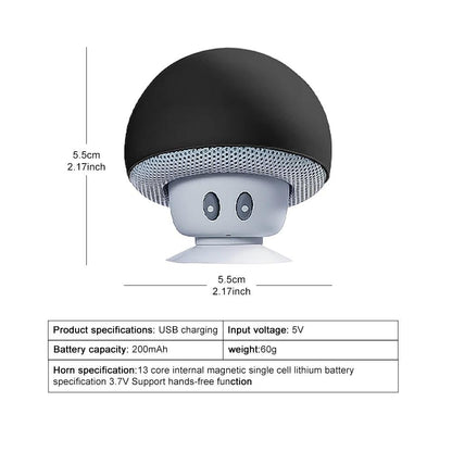 Mini Alto-Falante Bluetooth de Desenho Animado Fofo em Formato de Cogumelo com Ventosa Aprimorada, À Prova de Poeira, Presente de Aniversário para Crianças e Mulheres