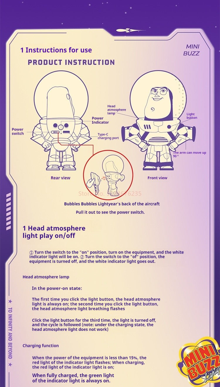 Novos Brinquedos de Luz Noturna Buzz Lightyear Disney Cabeça de Bolha Presente Infantil Anime Bonecos de Ação Buzz Lightyear Enfeites de Luz Noturna Toy Story