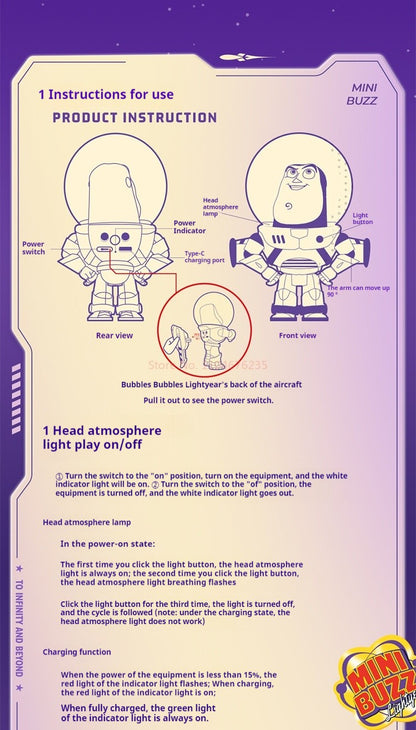 Novos Brinquedos de Luz Noturna Buzz Lightyear Disney Cabeça de Bolha Presente Infantil Anime Bonecos de Ação Buzz Lightyear Enfeites de Luz Noturna Toy Story