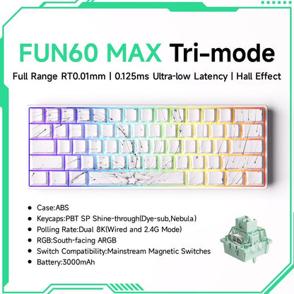 Akko MonsGeek FUN60 Teclado Mecânico Interruptor Magnético Teclados Gamer 60% Gatilho Rápido 0,01mm 8K ARGB HE/TMR Teclado Personalizado