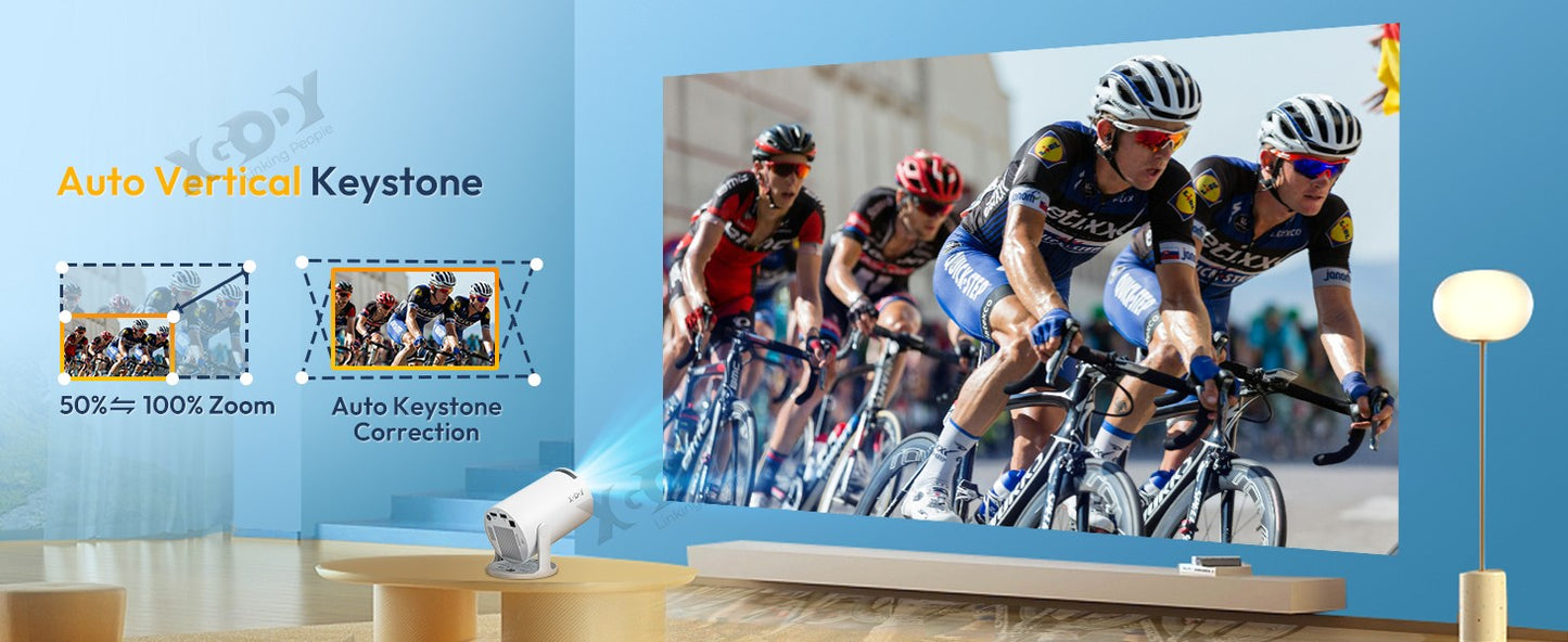 Projetor XGODY 12000 Lúmens Curta Distância Alto-falante Projetores Base 4K 1080P WiFi 6 Bluetooth 5.4 Android Home Theater Portátil