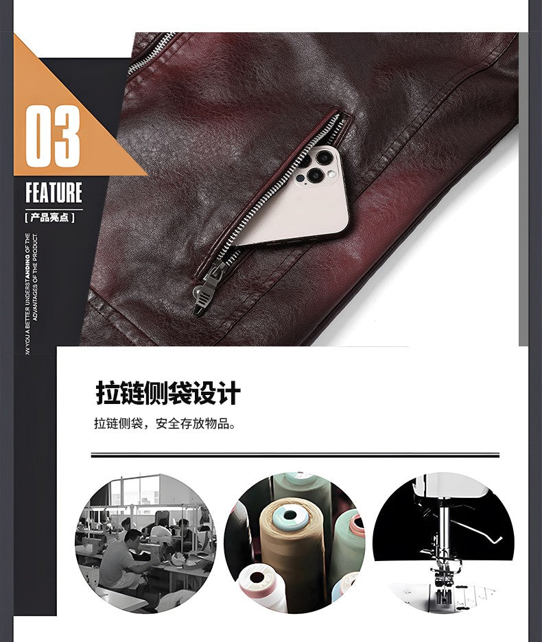 Quality New Male Casual Leather Jackets 7XL Autumn Winter Men Stand Collar Motorcycle Leather Jackets Vintage Leather Coat