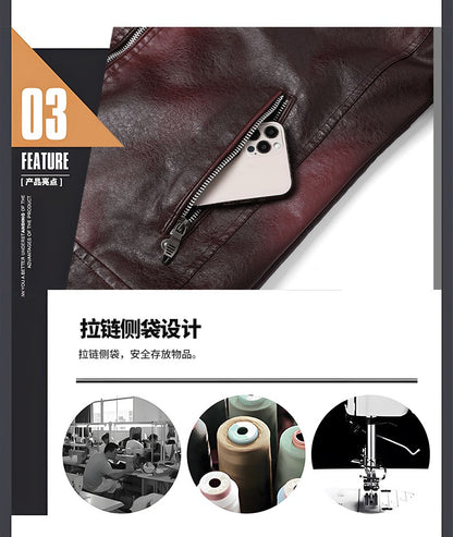 Quality New Male Casual Leather Jackets 7XL Autumn Winter Men Stand Collar Motorcycle Leather Jackets Vintage Leather Coat