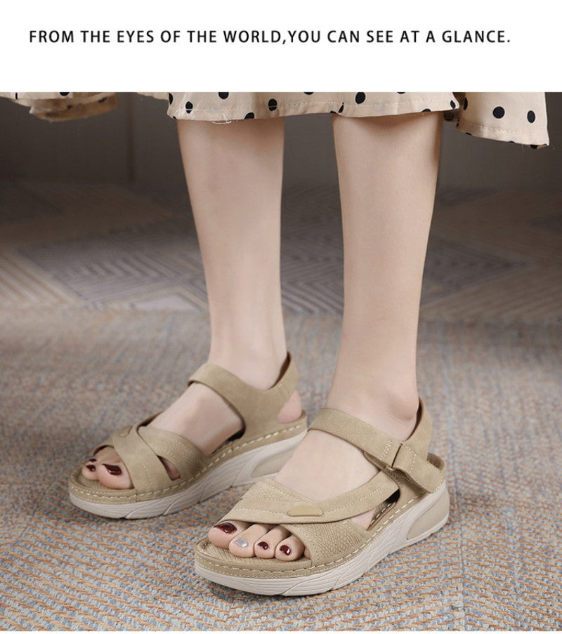 Sandal Lightweight Casual Sporty Comfortable Thick-Soled Velcro Versatile Fashion Trend Breathable National Style Wear-Resistant