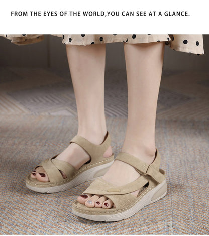 Sandal Lightweight Casual Sporty Comfortable Thick-Soled Velcro Versatile Fashion Trend Breathable National Style Wear-Resistant