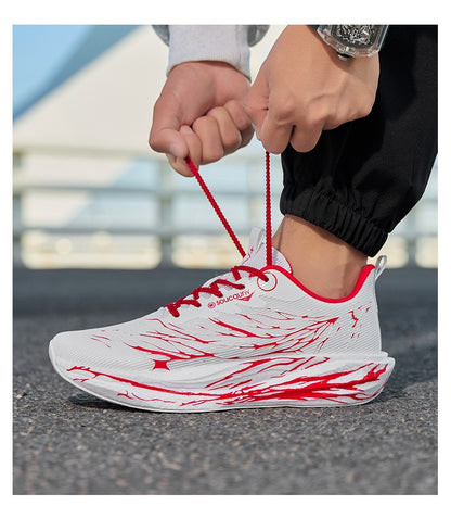 Fluorescence  Running Shoes Carbon Board Marathon Men Sports Lightweight Women's Comfortable Athletic Nonskid Sneakers Casual