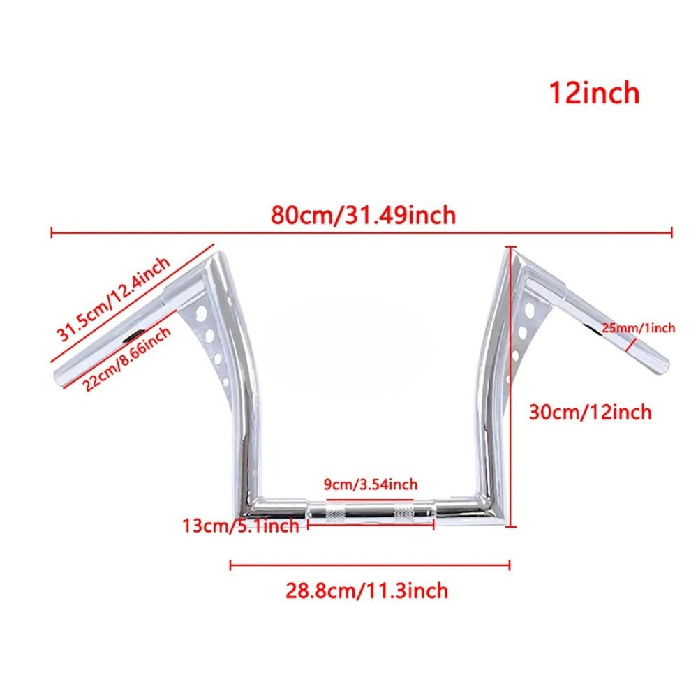 Guidões de motocicleta Glide de 10/12/14/16 polegadas para Harley 883 883n 883XL 1200 Hardman Soft Tail HONDA Iron Horse