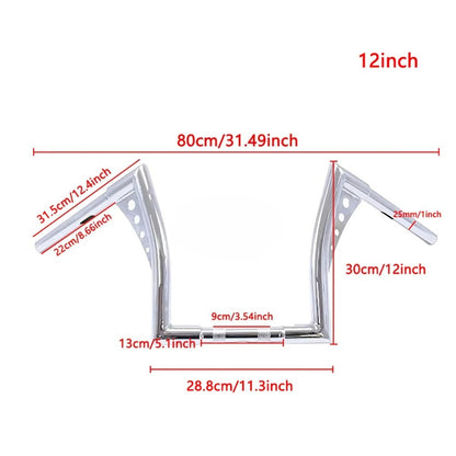 Guidões de motocicleta Glide de 10/12/14/16 polegadas para Harley 883 883n 883XL 1200 Hardman Soft Tail HONDA Iron Horse