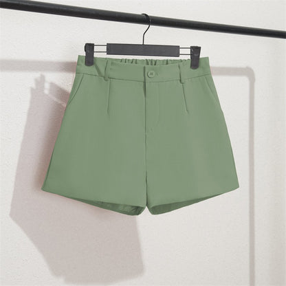 Solid Casual Elegant Trendy OL Office Lady Short Women's Pants Korean Sweet Fashion Elastic Waist Basic All-match Loose Shorts