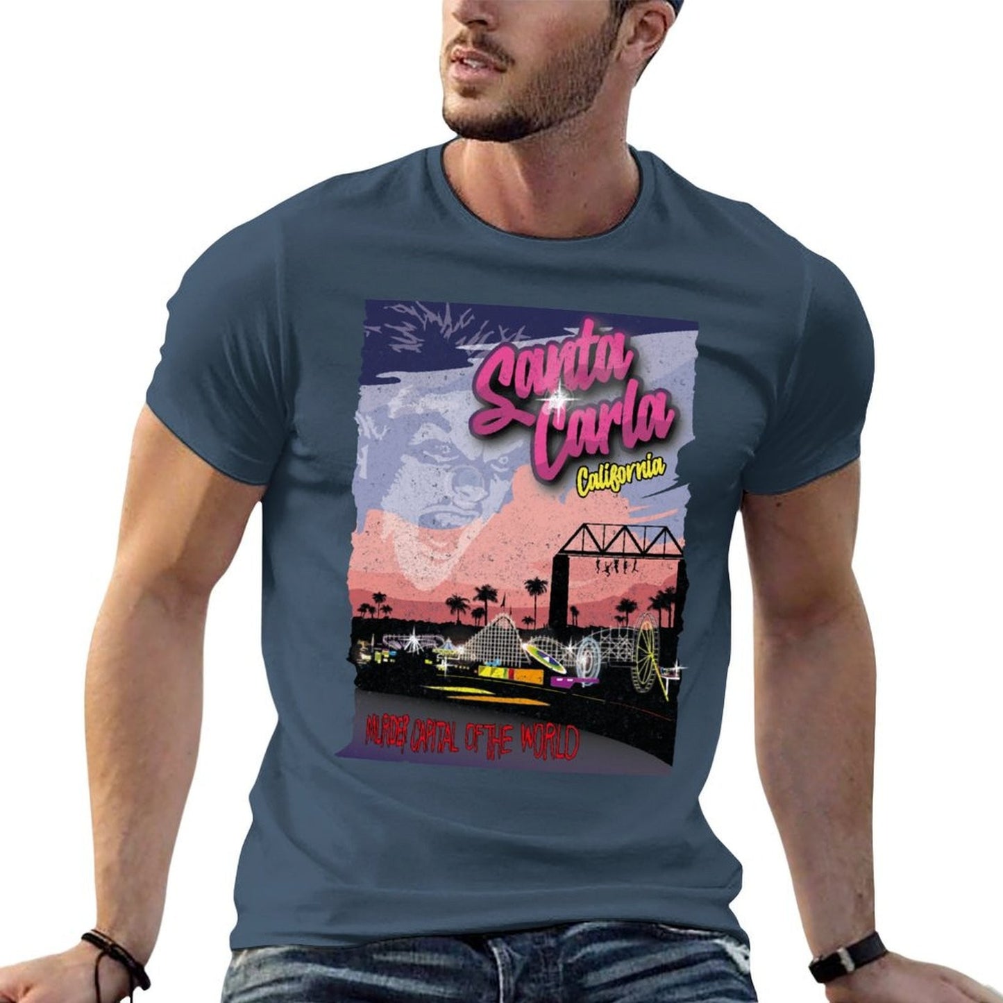 Santa Carla broadwalk T-Shirt anime t shirts oversize man tshirt black cotton t-shirt plain for man package T-Shirt