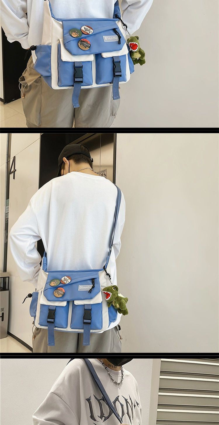 Japanese Simple Messenger Bag Student Nylon Waterproof Canvas Handbag Shoulder Crossbody Bags for Women Men Satchels Bolsas