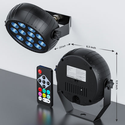 4PCS RGB Disco DJ Lights Wireless Rechargeable Par Lights 12LEDs Mini Stage Light for Party Bar Club Wedding Birthday Theater