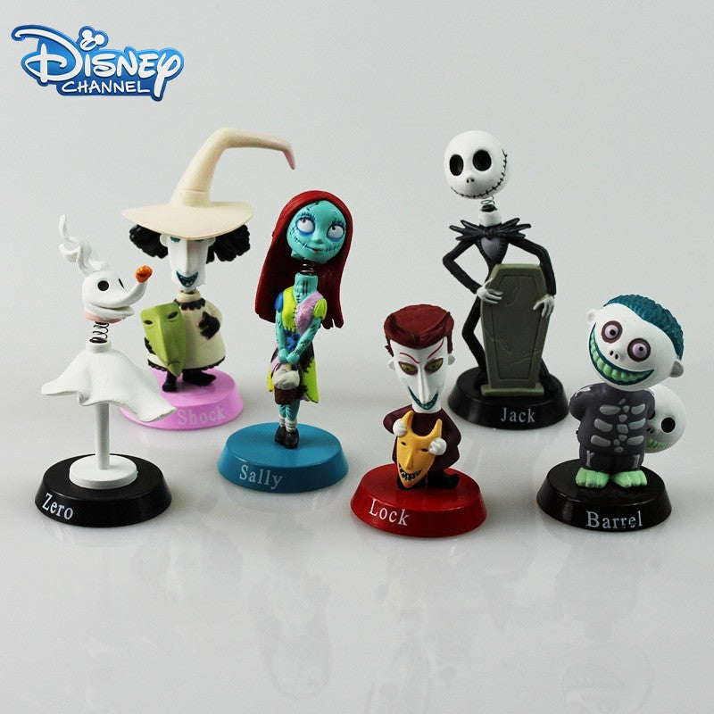6 peças Disney O Estranho Mundo de Jack Jack Skellington Sally Boneco de Ação Anime Modelo Brinquedos Cosplay Bonecas Kawaii Presente Infantil