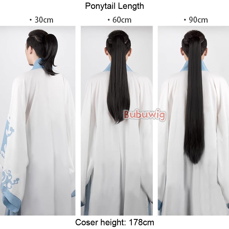 Bubuwig Cabelo Sintético 22 Cores 30cm Curto Liso Rabo de Cavalo Único Moda Anime Preto Vermelho Azul Perucas Cosplay Resistente ao Calor