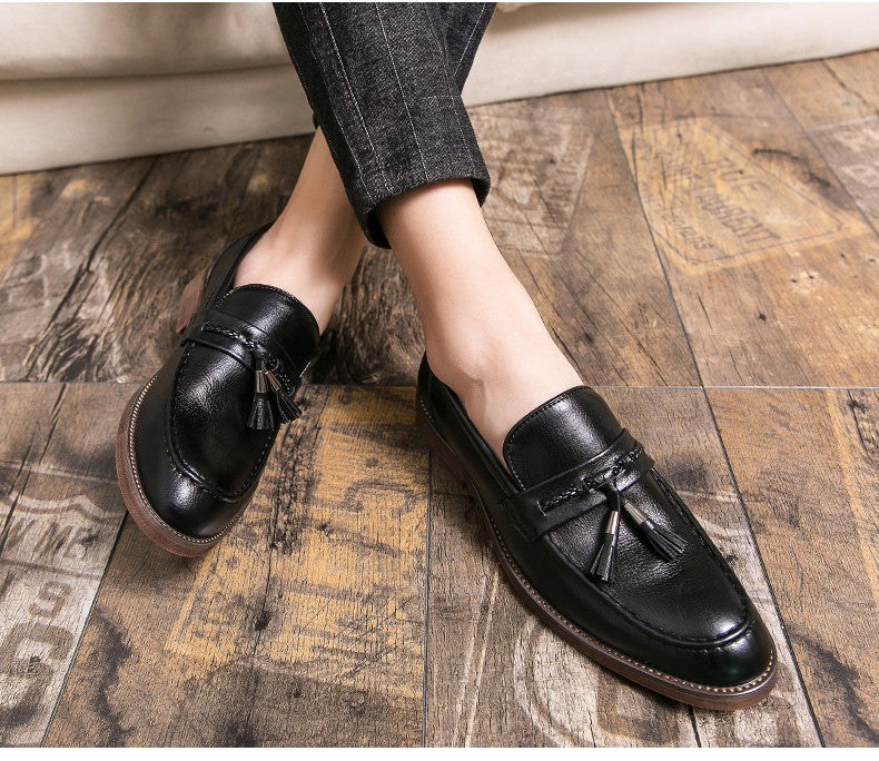 Formal Leather Shoes For Men Classic Men's Dress Shoes Tassel Social Leather Brouge Shoes Men Casual Business Leather Loafer Man