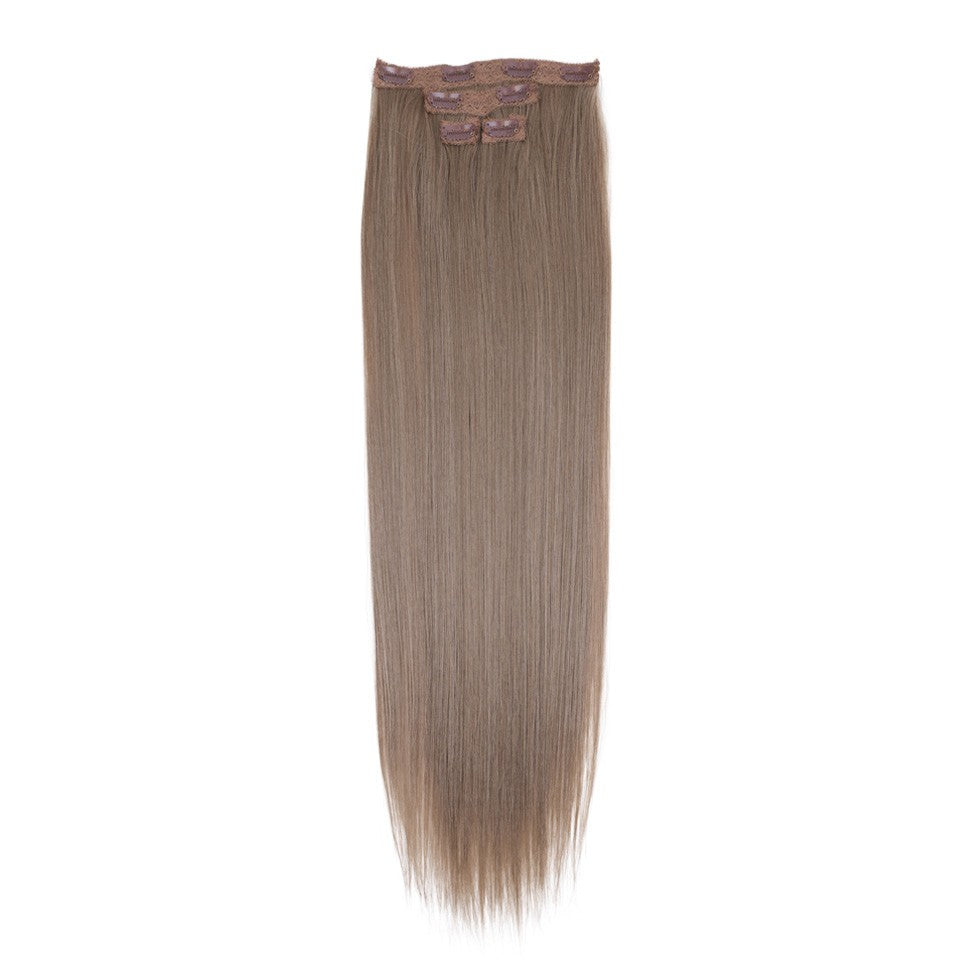 FASHION IDOL Long Straight Hairstyle 8 Clips In Hair Extensions Blonde 60CM Natural Synthetic Hair Daily Use Hairpiece Fake Hair