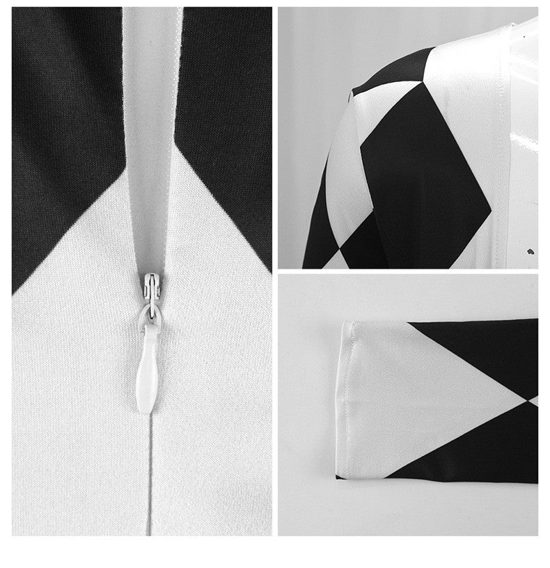 Freddie Mercury - Queen Harlequin Cosplay Costume Unitard Black and White Diamond Bodysuit with attached feet for Men