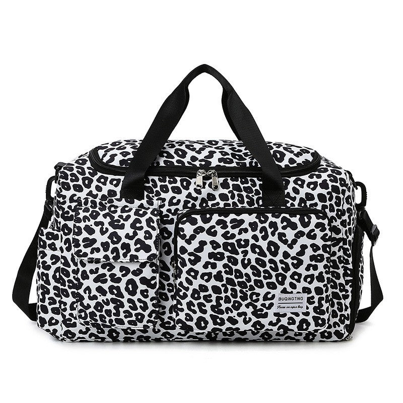 Travel Bag Women's Handbag Leopard Zebra Camouflage Waterproof Large Pull Rod Boarding Fitness Dry Wet Separation Luggage Bag