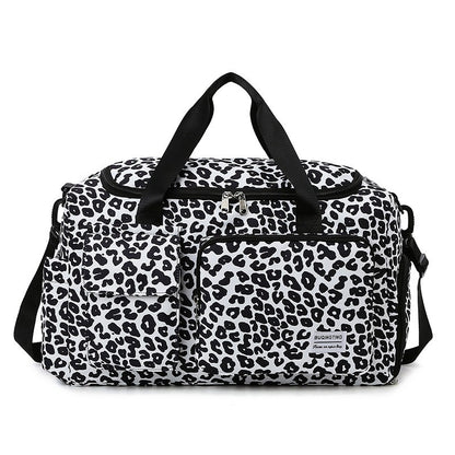 Travel Bag Women's Handbag Leopard Zebra Camouflage Waterproof Large Pull Rod Boarding Fitness Dry Wet Separation Luggage Bag