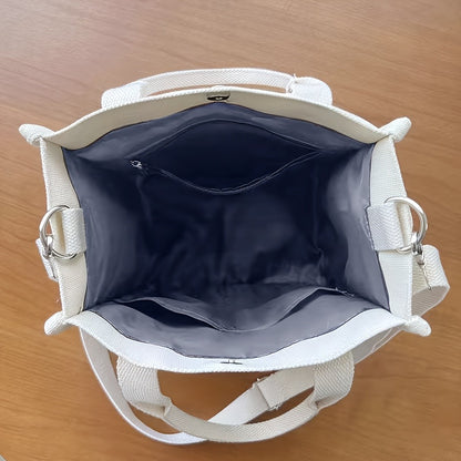 Small Canvas Tote Bag with Pockets Crossbody Bags for Women Cute Shoulder Purse Handbags Lunch Bag for Office Work