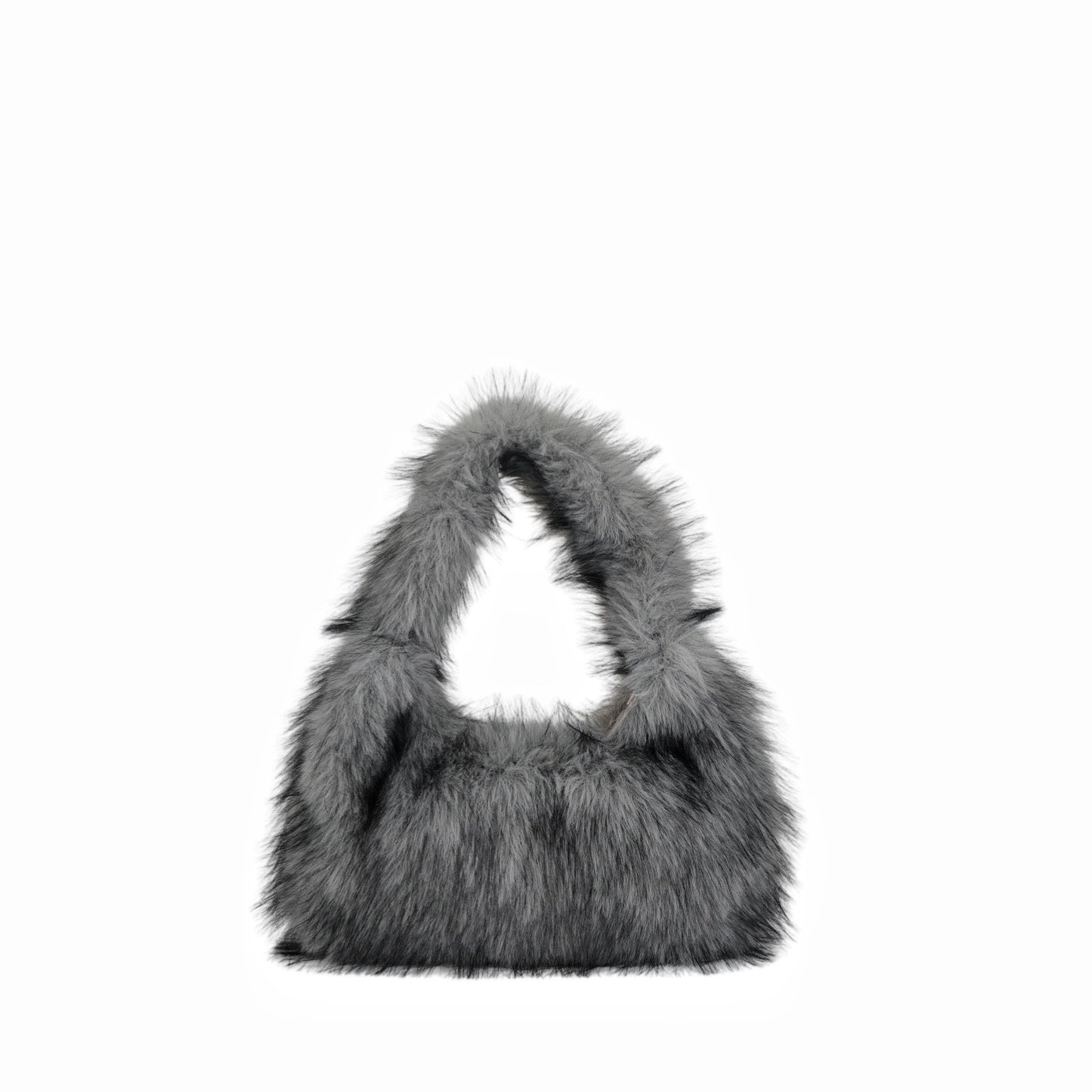 Solid Color Plush Dumpling Bag Simple Style Niche Design Faux Fur Handbag Tote Small Women's Underarm Hobo Bag