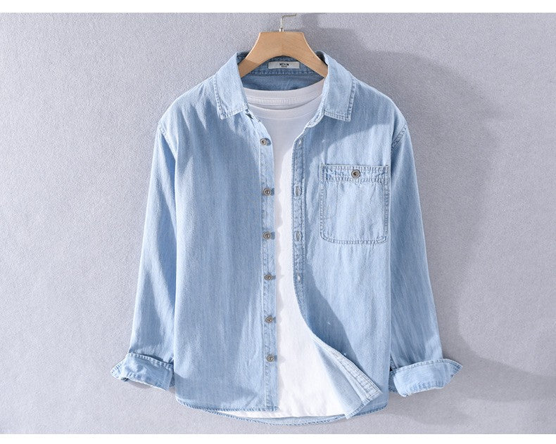 Denim shirt men's thin spring long sleeved inch clothes men's casual men's outerwear