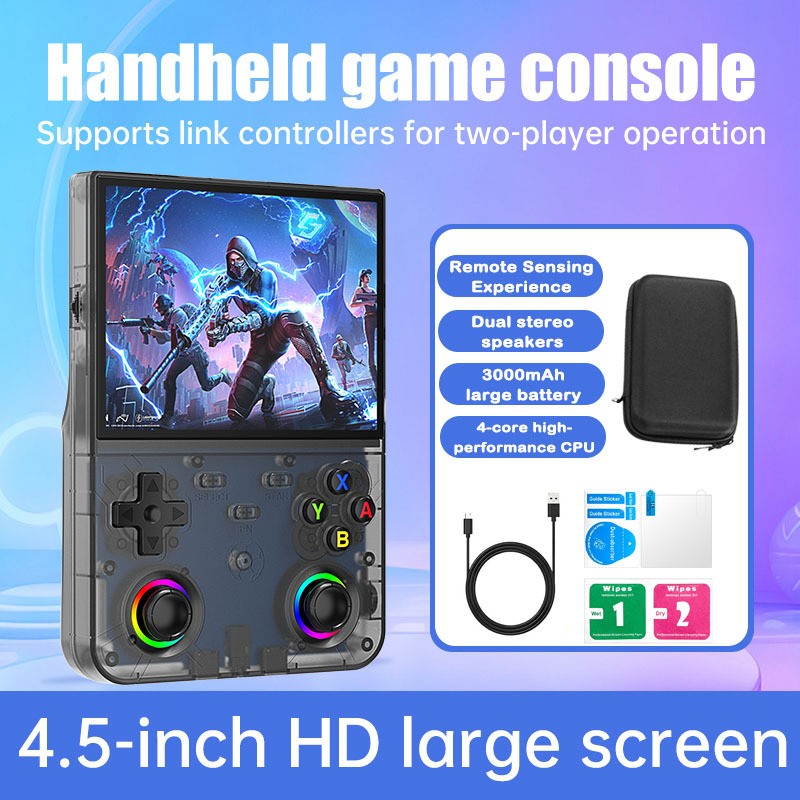 R36 Ultra X Retro Handheld Game Player Open Source Linux System 4.5" Screen Hall Effect Emulator Wireless Gamepad Game Console