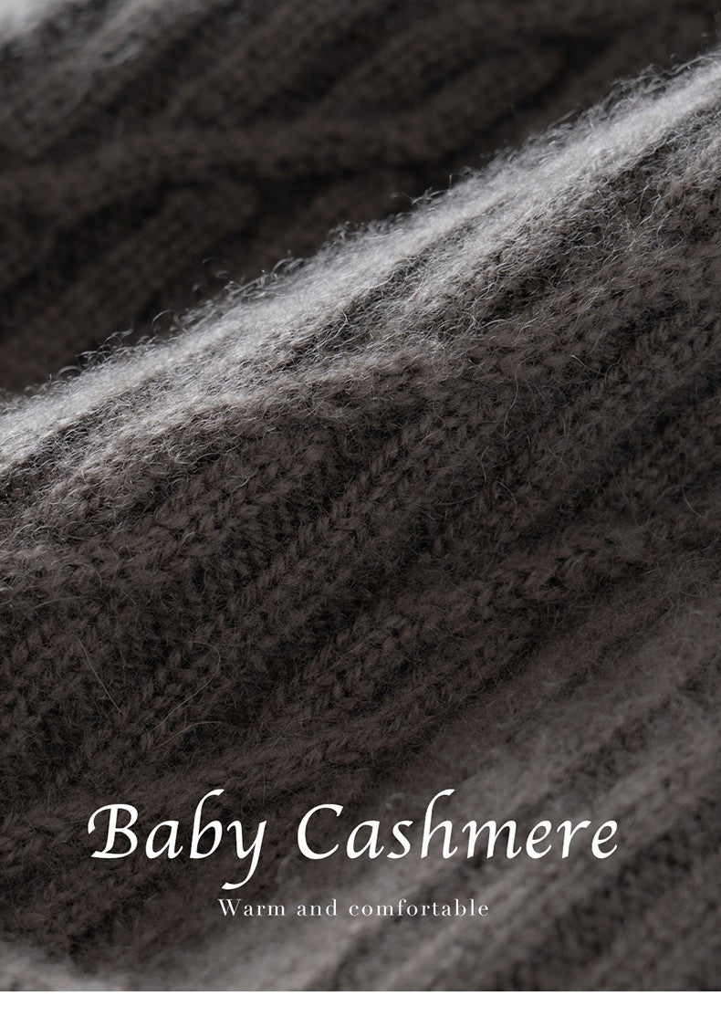 Autumn Winter 100% Cashmere Hat Double Layer Thickened Reversible Cold-Proof Unisex Knitted Wool Hat Versatile Ear Protection