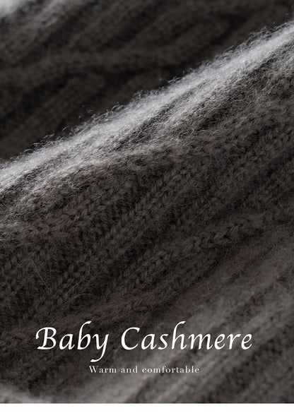 Autumn Winter 100% Cashmere Hat Double Layer Thickened Reversible Cold-Proof Unisex Knitted Wool Hat Versatile Ear Protection