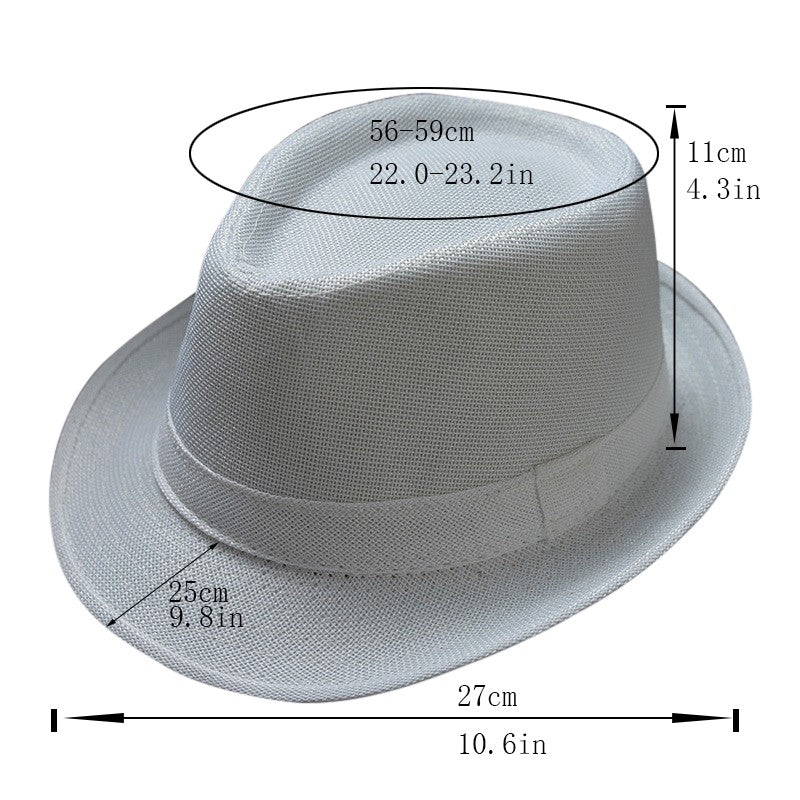 Summer Fedora Hat for Men Fashionable Elegant Vintage Black Women White Red Brim Panama Top Jazz Beach Unisex Classic Cap